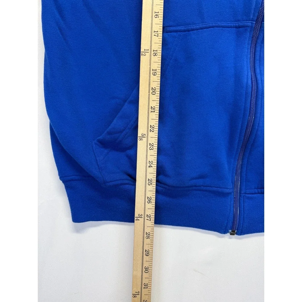 Adidas Essentials‎ Hoodie Mens XL Blue Gray 3 Stripes Logo Fleece Lined Full Zip
